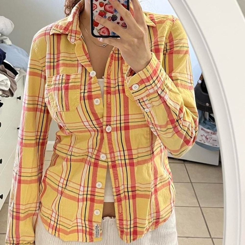 Plaid Yellow and Red Women's Top
